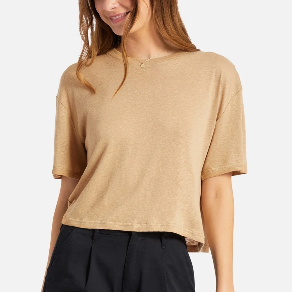 NWT Brixton Montauk Linen Oversized Skimmer Crop Tee